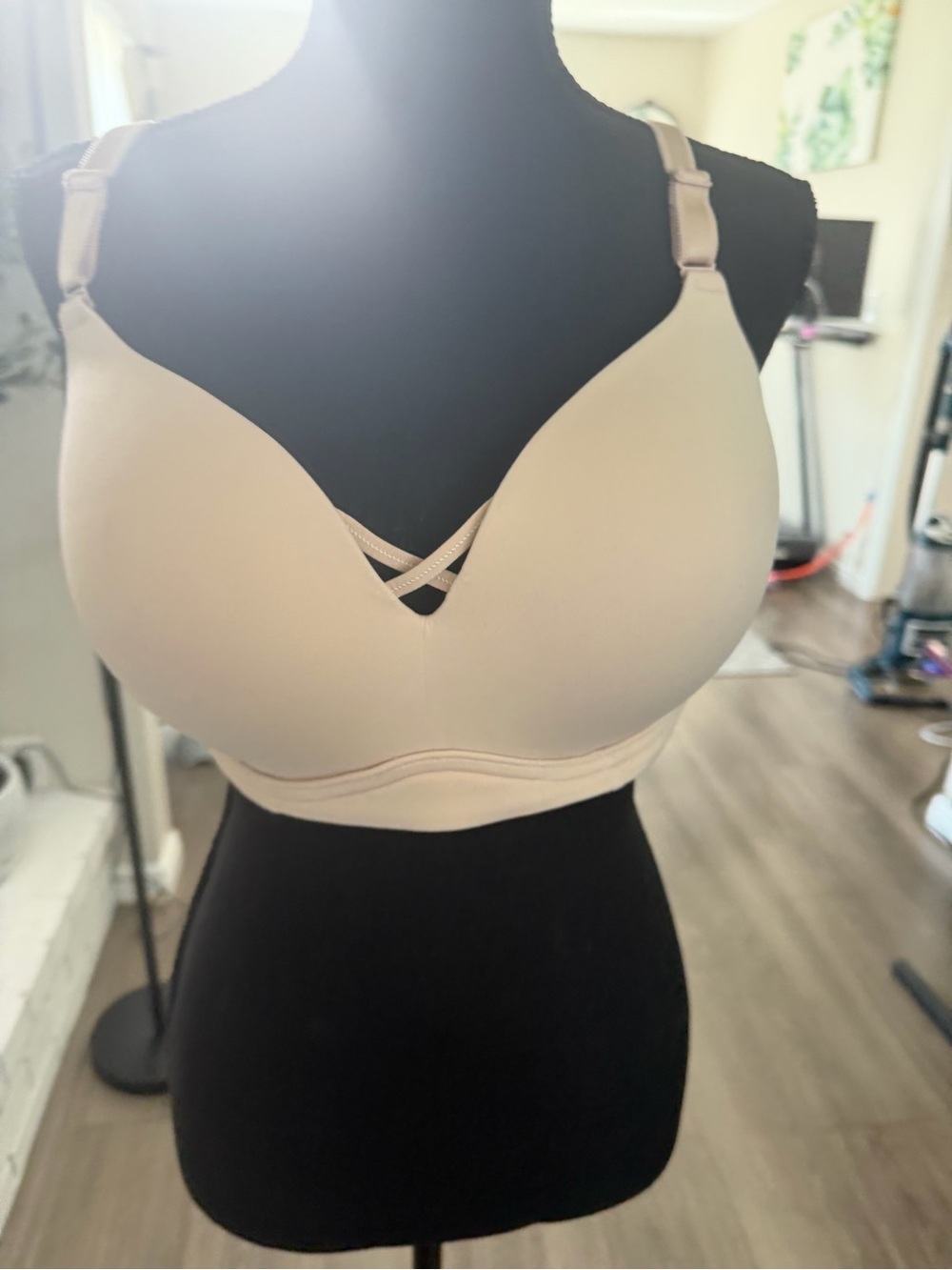 torrid Light Beige Wireless Smooth Bra with Crisscross Detail